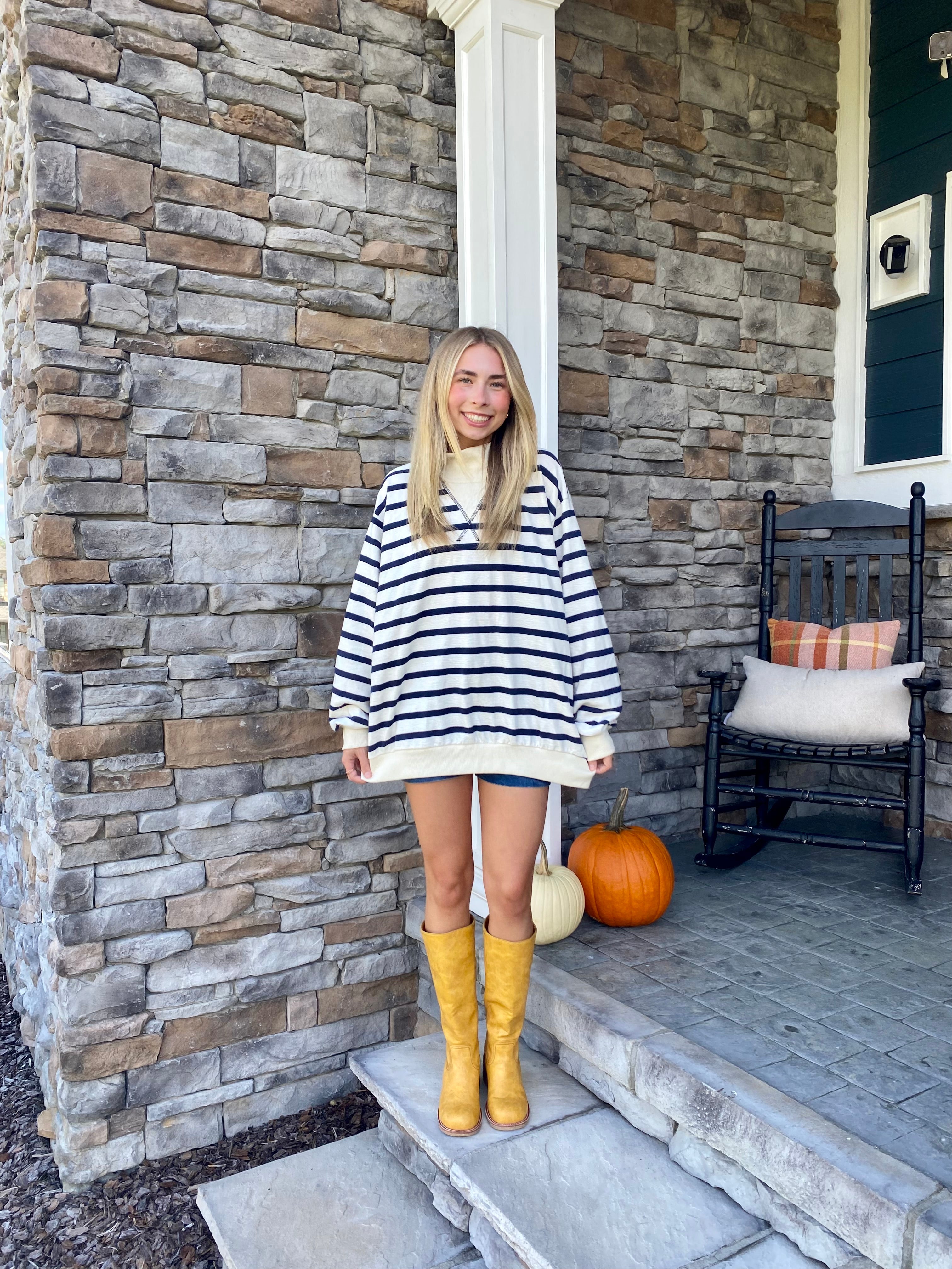 Navy + Cream Oversized Mockneck