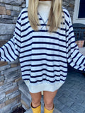 Navy + Cream Oversized Mockneck