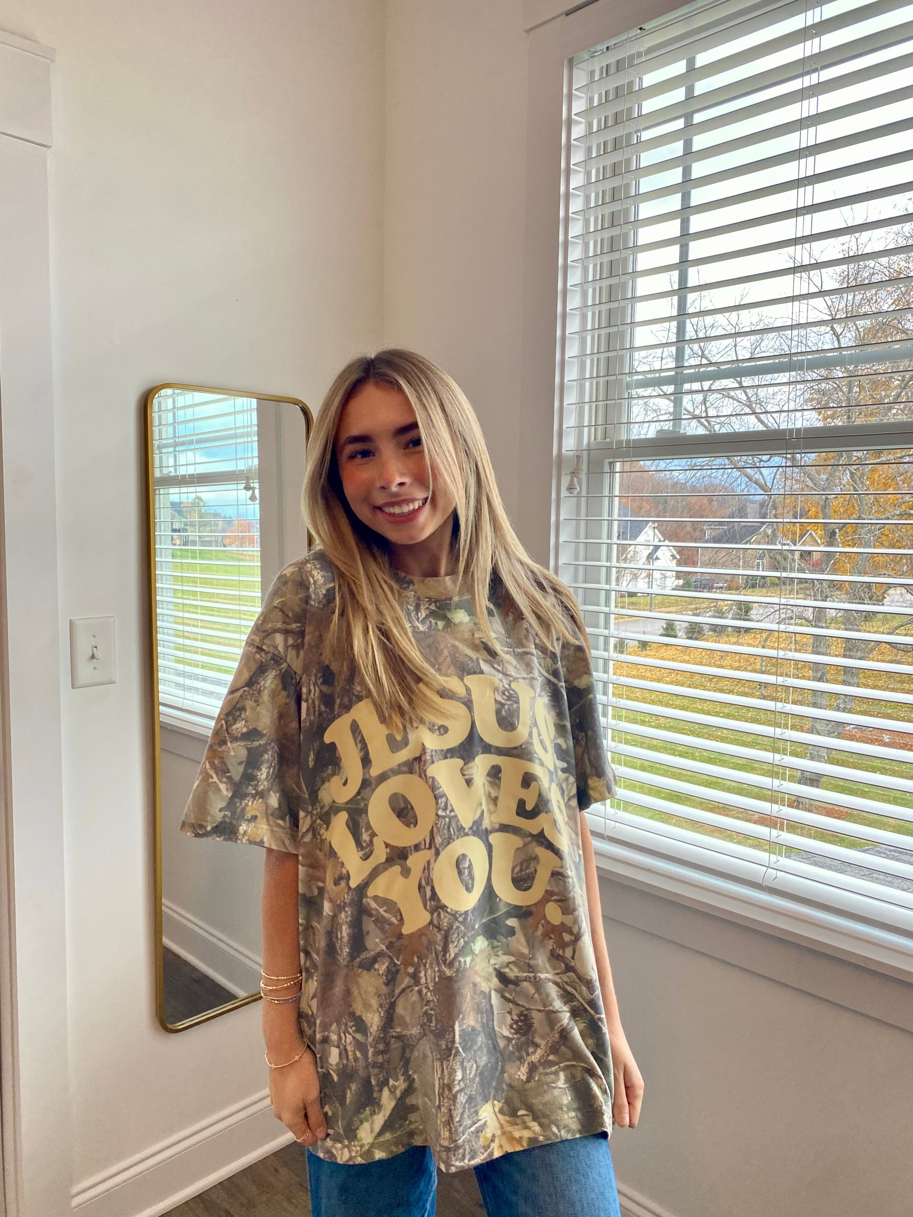 Camo Jesus Loves You Tee