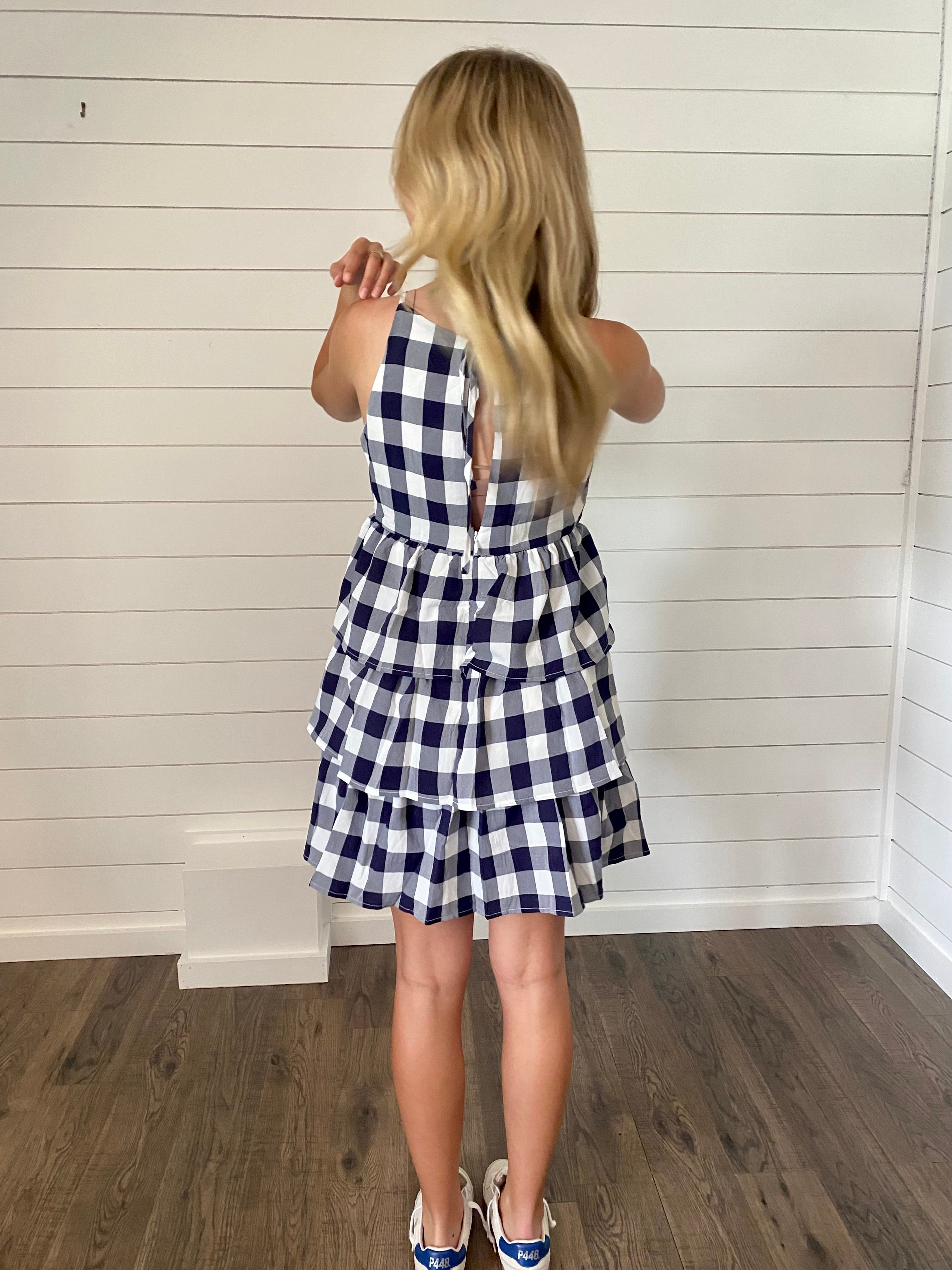 Navy Gingham Dress