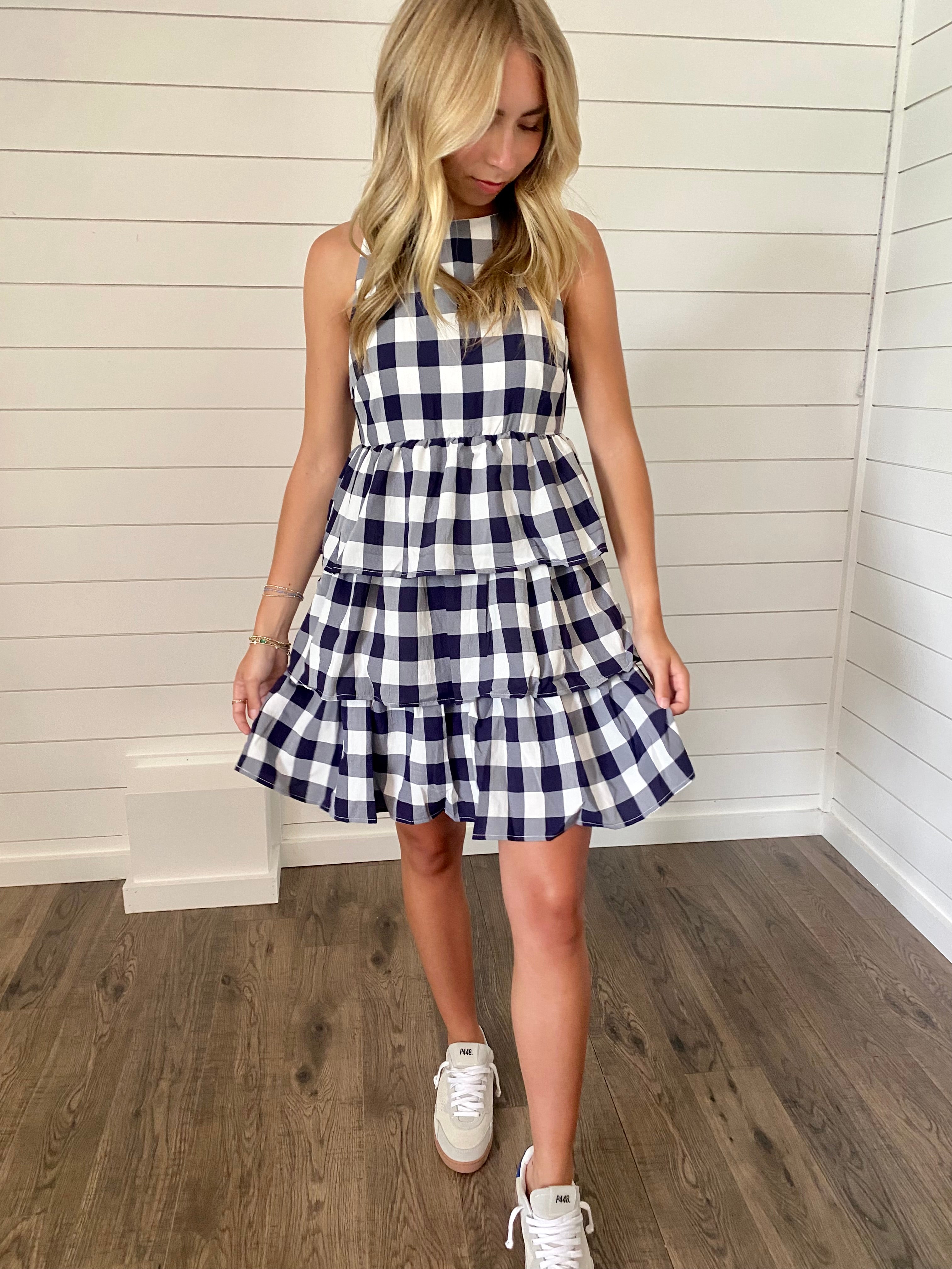 Navy Gingham Dress