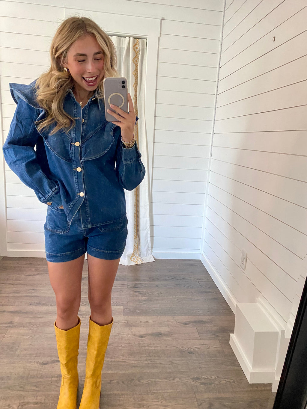 Ruffle Oversized Denim Jacket