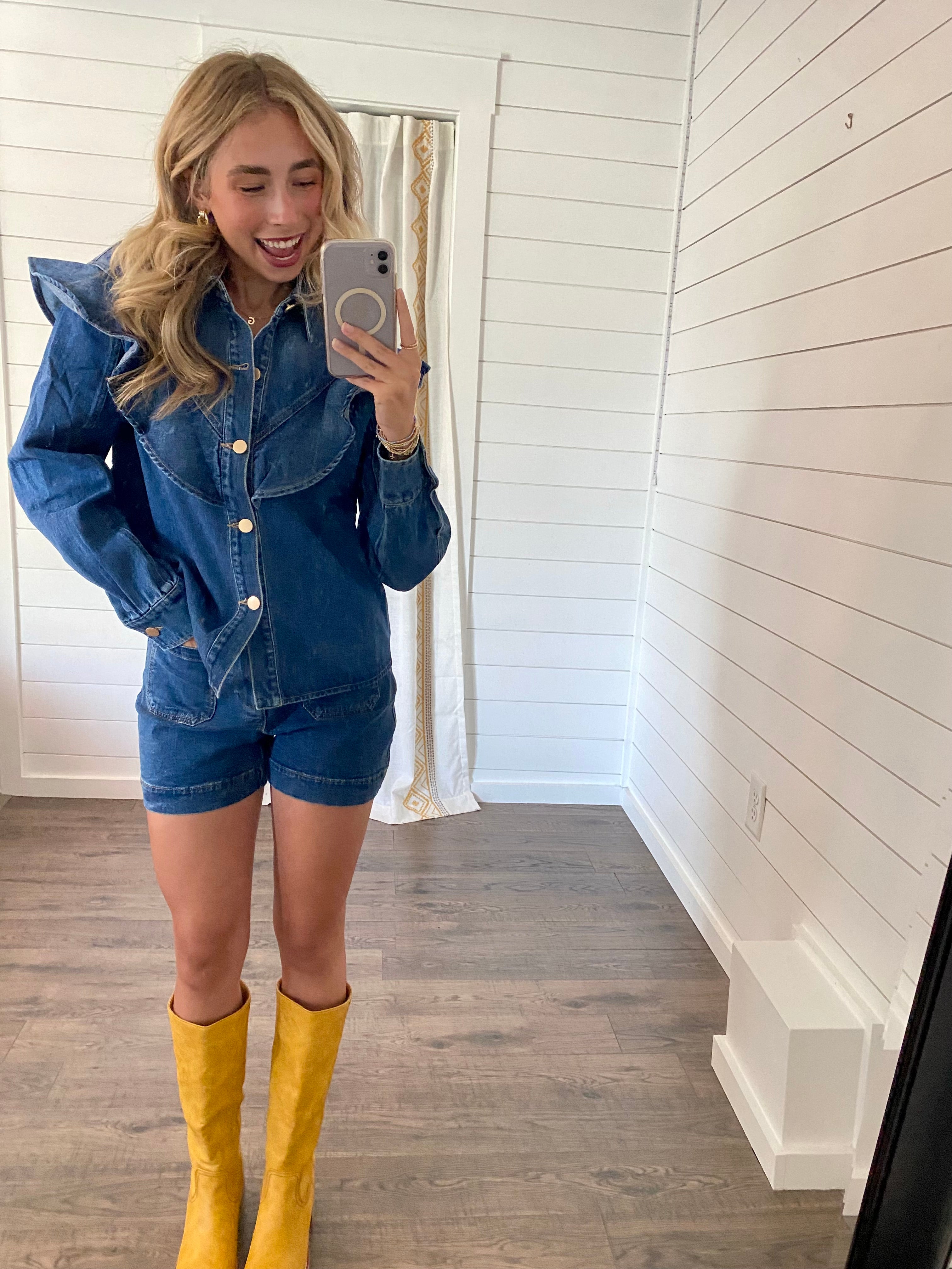 Ruffle Oversized Denim Jacket