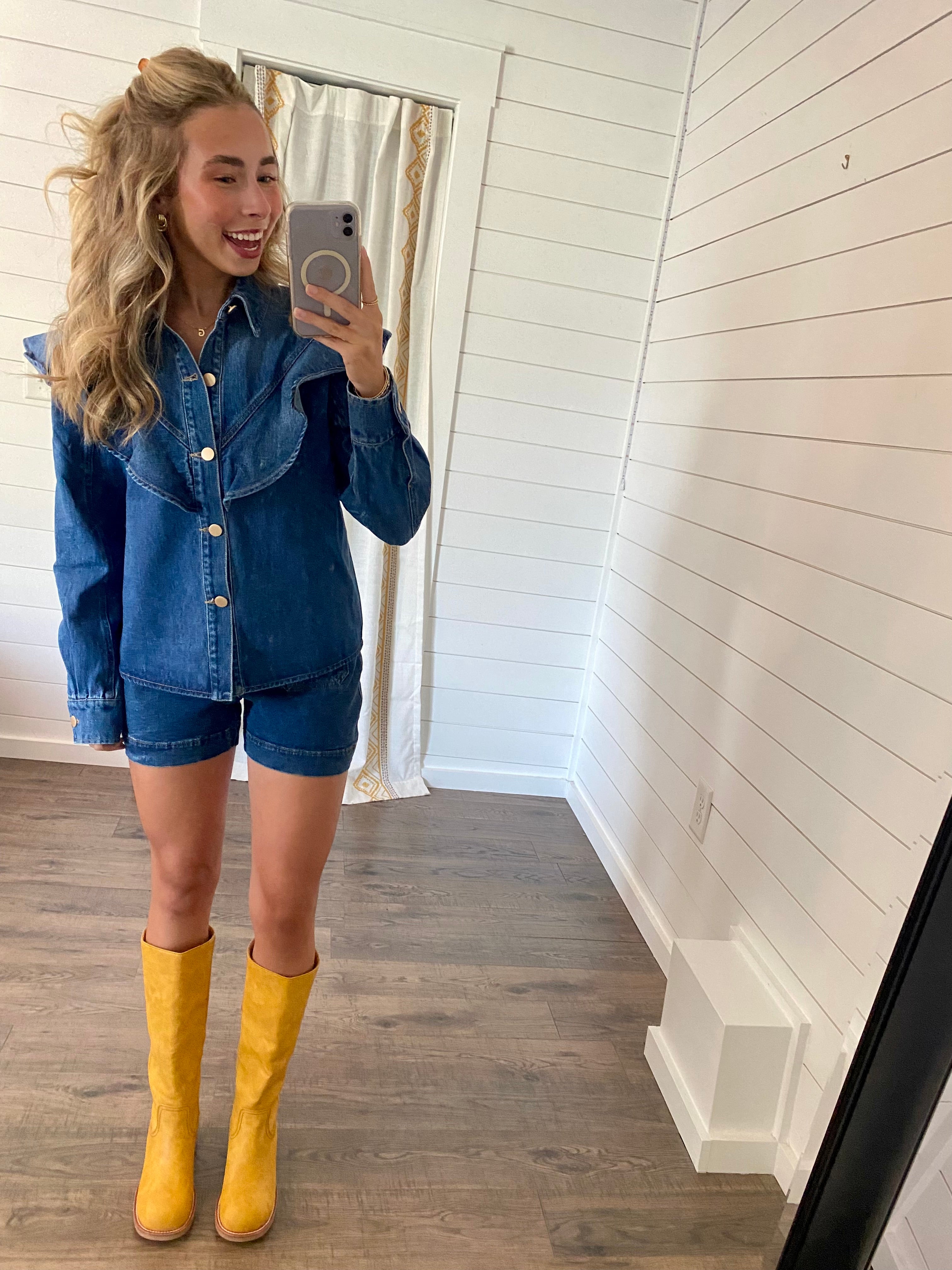 Ruffle Oversized Denim Jacket