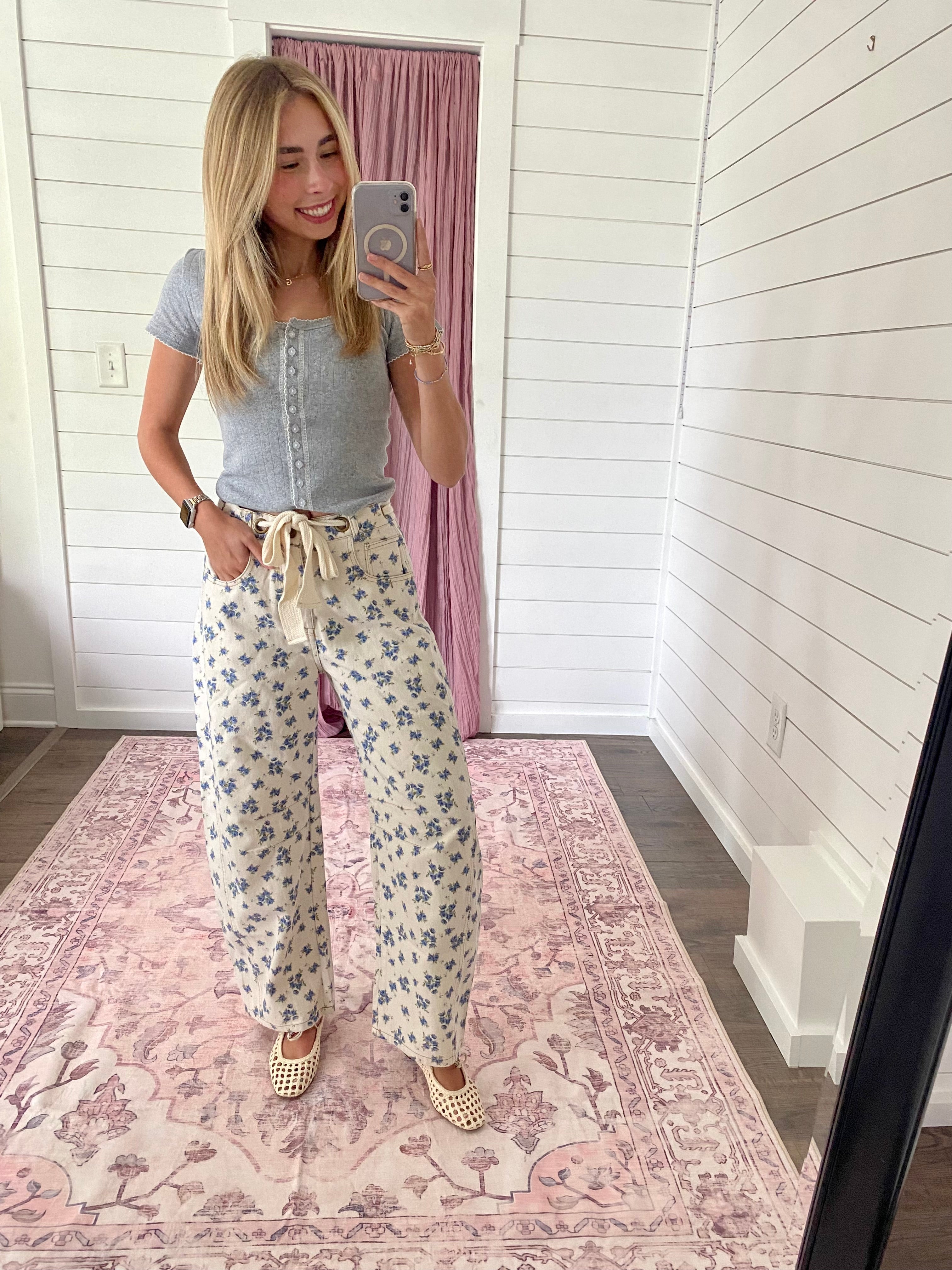 Scallop Embroidery Detail Pointelle Top