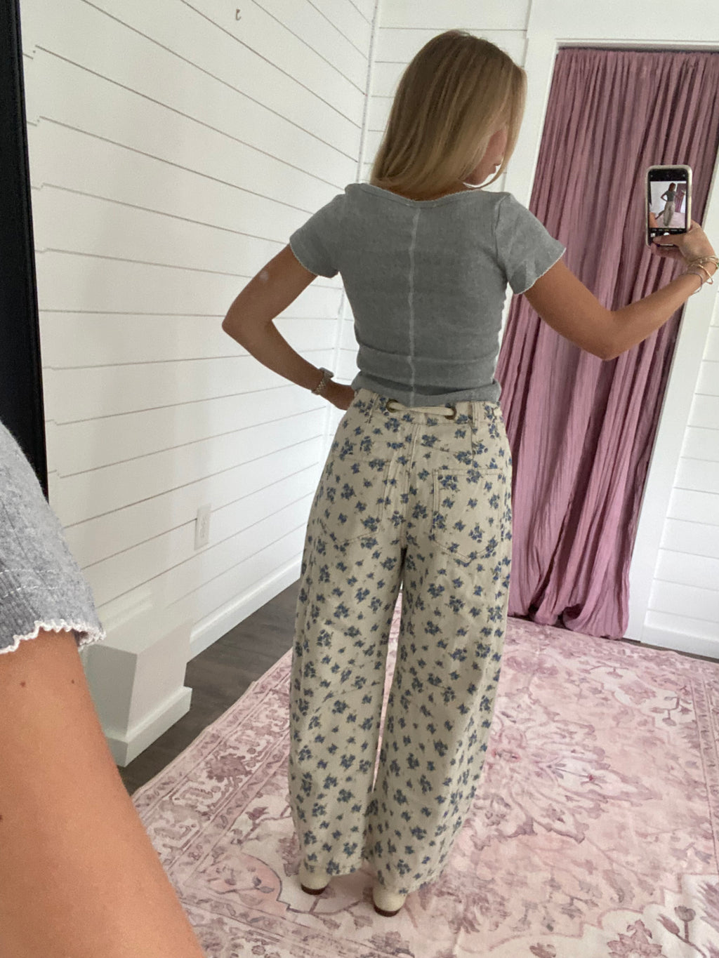 Floral Barrel Pants