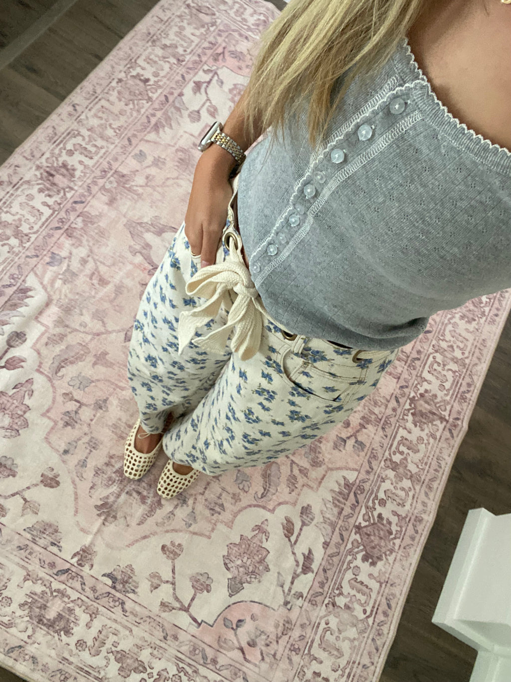 Scallop Embroidery Detail Pointelle Top