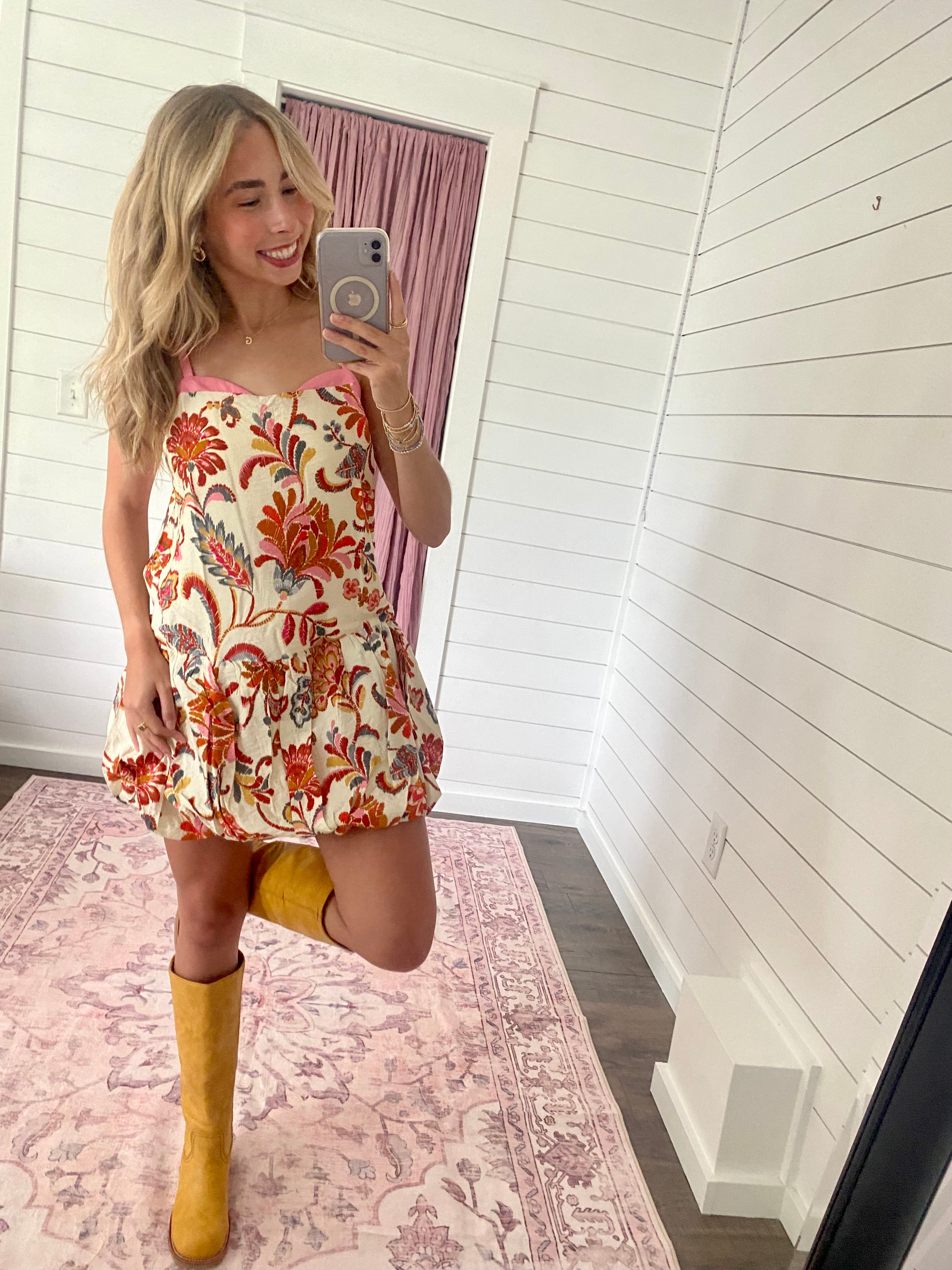 Fall Florals Bubble Hem Dress