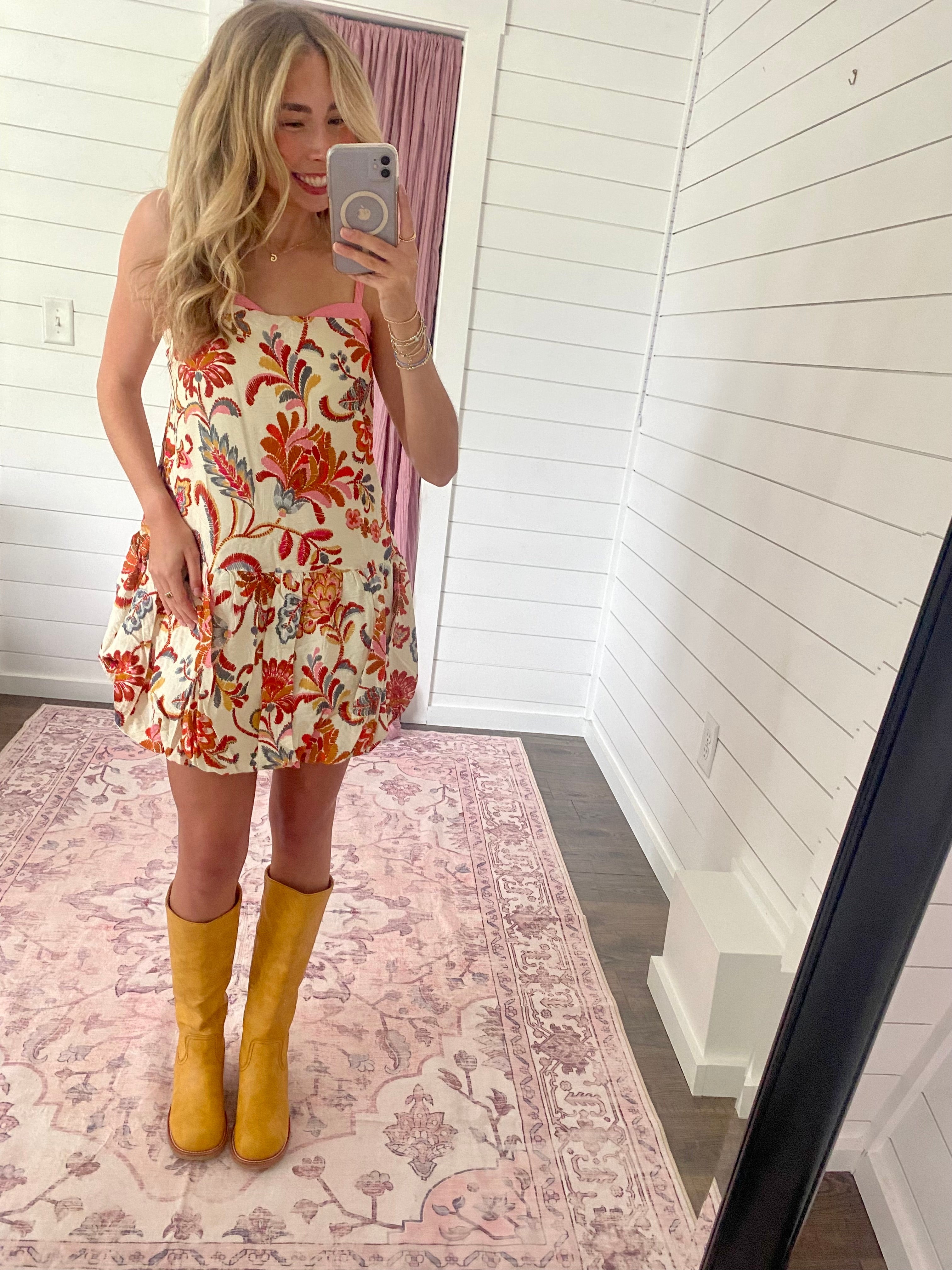 Fall Florals Bubble Hem Dress