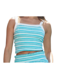 Women wearing a stripe tank top
