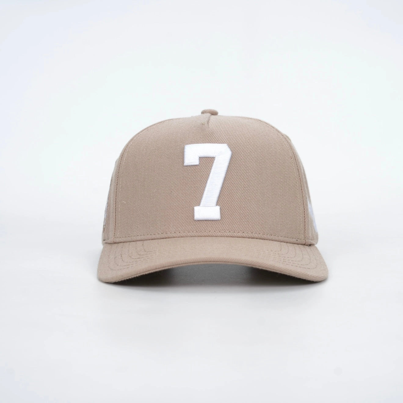 ‘7’ Premium Wool Blend Snapback - Khaki/White