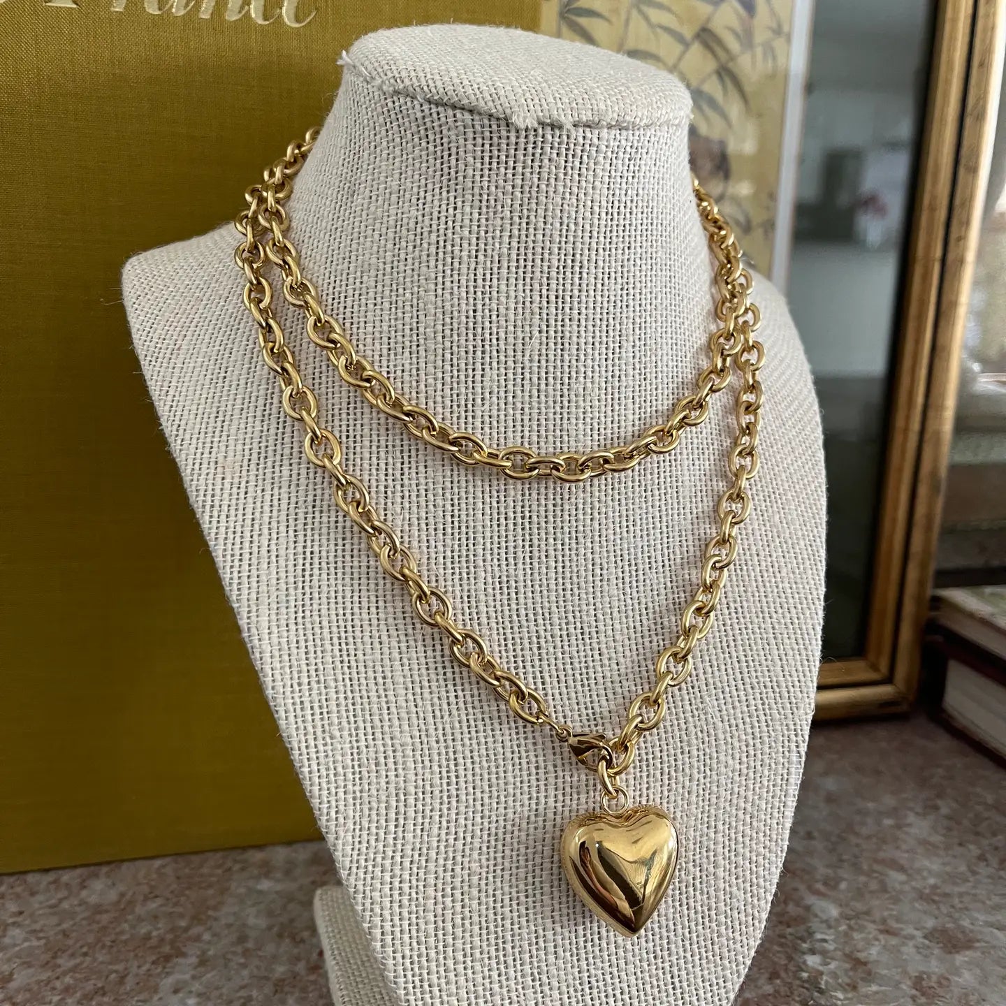 Darling Puffy Heart Chain Necklace