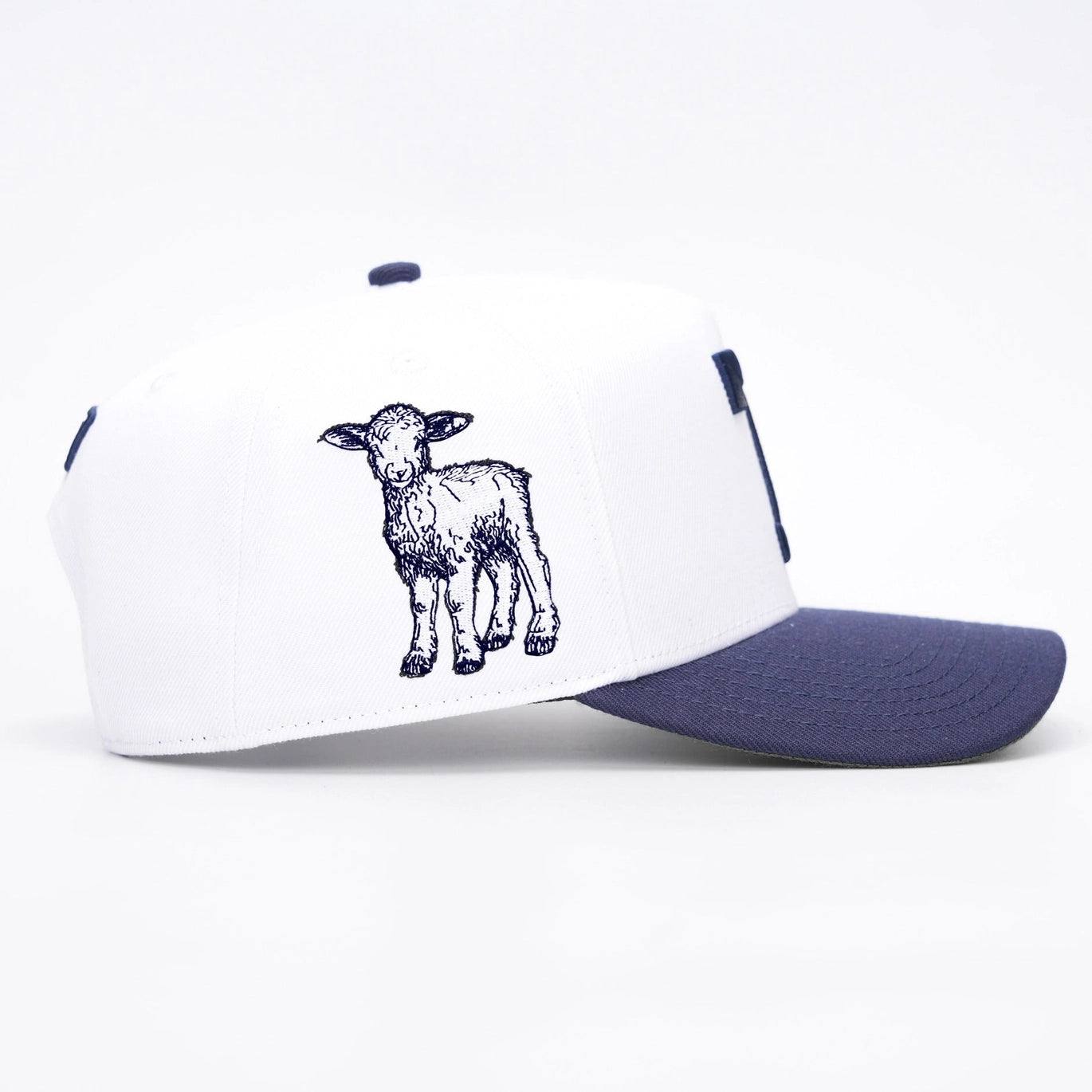 ‘7’ Premium Wool Blend Snapback - White/Navy