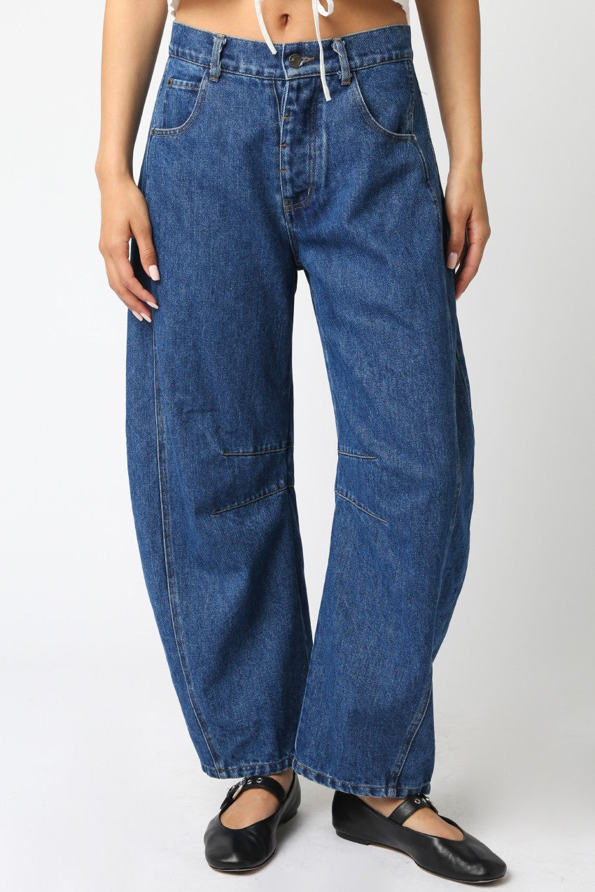 Dark Wash Barrel Jeans