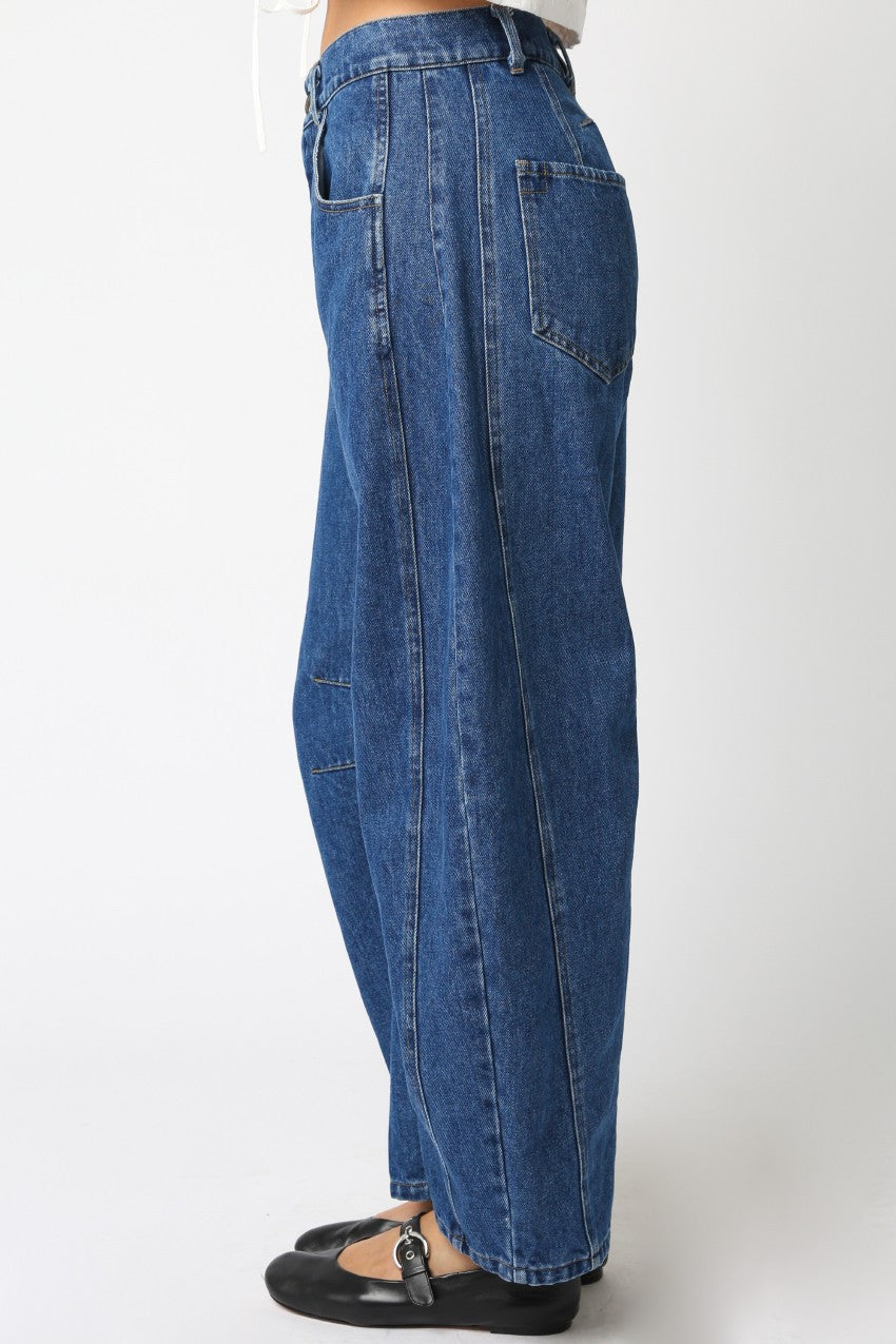 Dark Wash Barrel Jeans