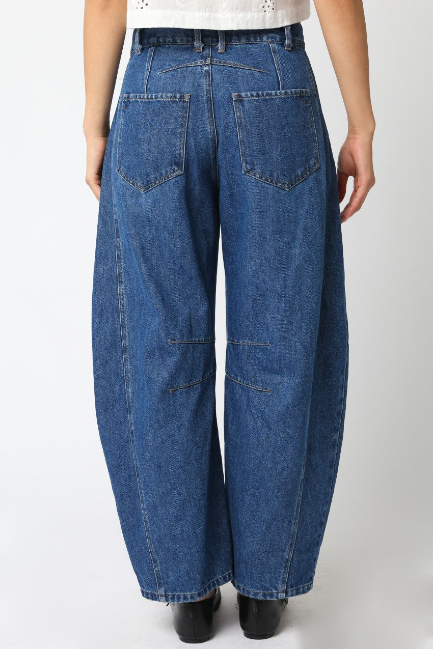Dark Wash Barrel Jeans